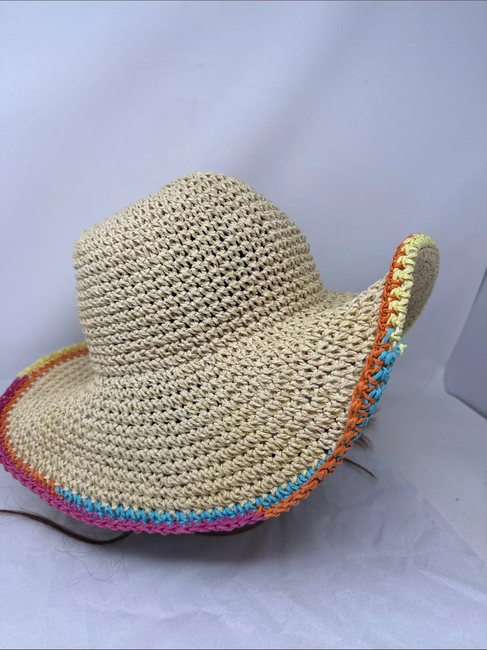 Crochet Floppy brim Sun Hat Boho Music Festival Packable Travel Beach Vacation